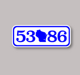 Decal 53086 Zip Code Blue