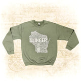 Sweatshirt - Wisconsin Crew Neck Sweatshirt - Military Green Shirts