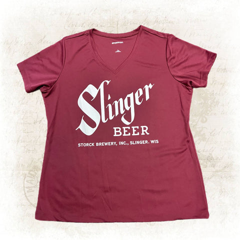 Shirt - Womens V Neck Maroon Storck Slinger Beer T Shirts