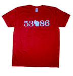 Shirt - 53086 Red Zip Code for Slinger Wisconsin T Shirts